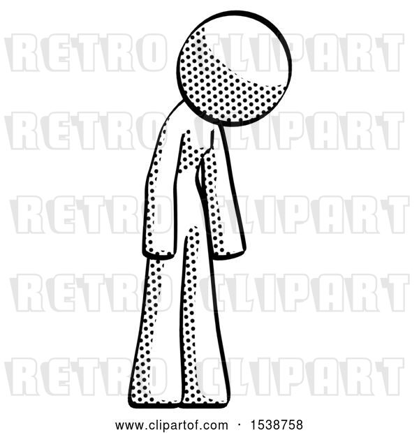 Clip Art of Retro Lady Depressed with Head down Turned Right