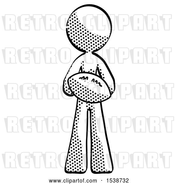 Clip Art of Retro Lady Giving Football to You