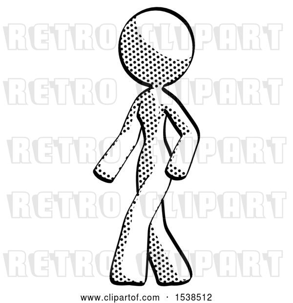 Clip Art of Retro Lady Guy Walking Turned Left Front View