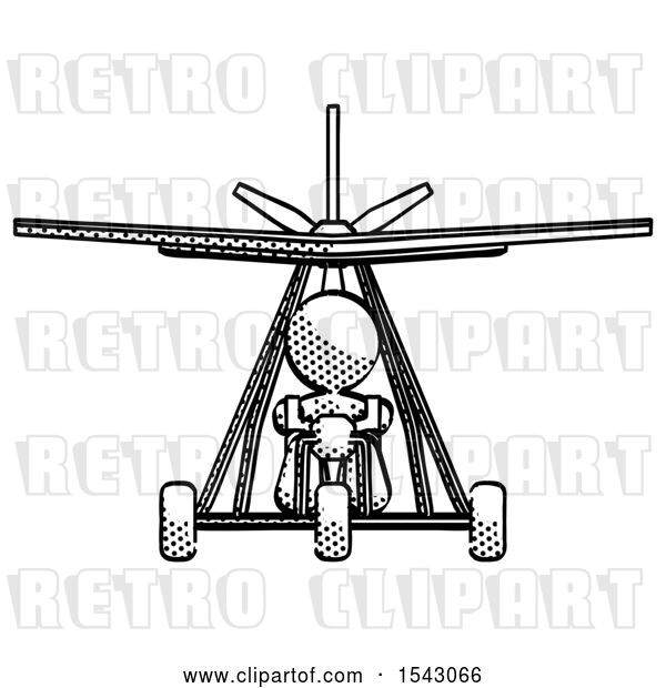 Clip Art of Retro Lady in Ultralight Plane Front View