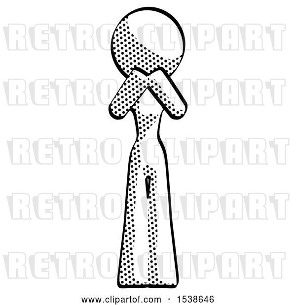 Clip Art of Retro Lady Laugh, Giggle, or Gasp Pose