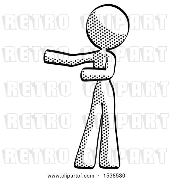 Clip Art of Retro Lady Presenting Something to Her Right