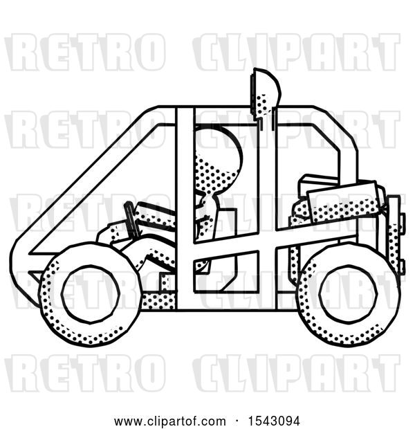 Clip Art of Retro Lady Riding Sports Buggy Side View