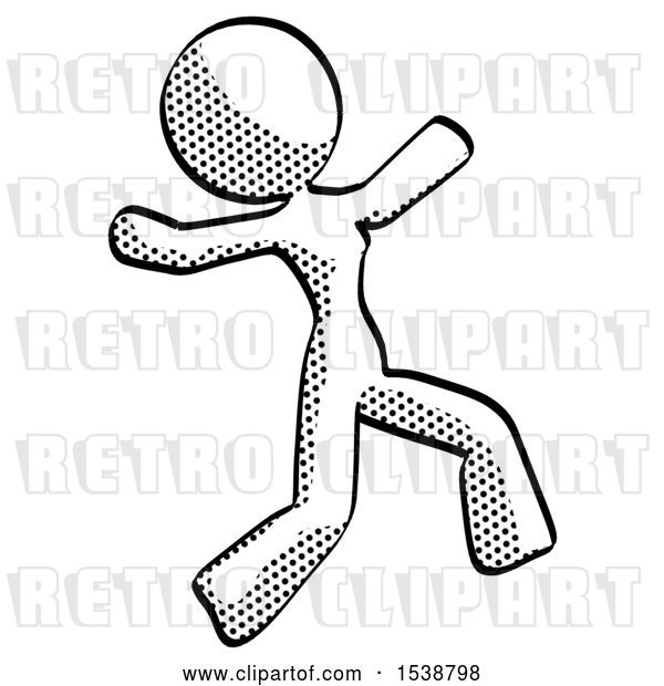 Clip Art of Retro Lady Running Away in Hysterical Panic Direction Right