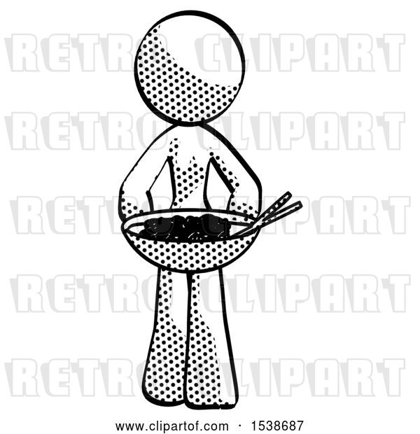 Clip Art of Retro Lady Serving or Presenting Noodles