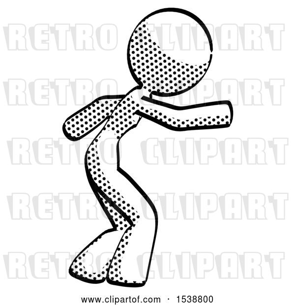 Clip Art of Retro Lady Sneaking While Reaching for Something