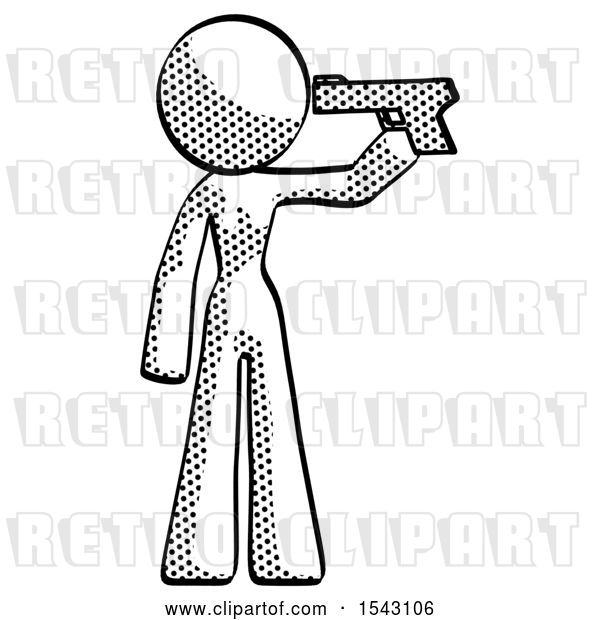 Clip Art of Retro Lady Suicide Gun Pose