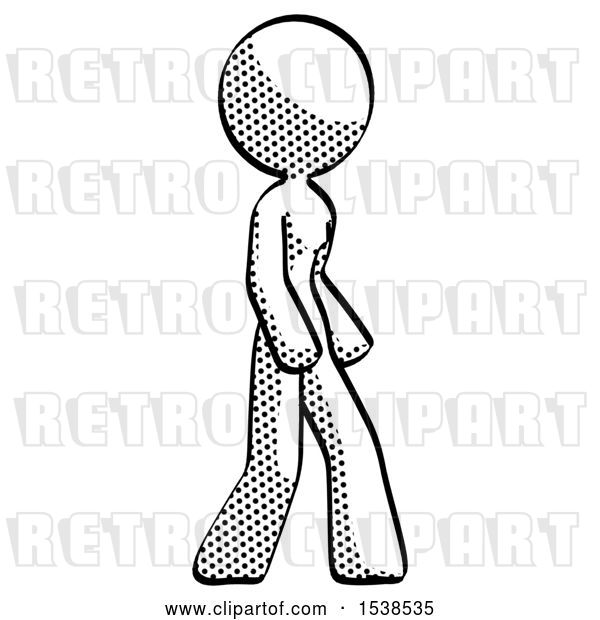 Clip Art of Retro Lady Turned Right Front View