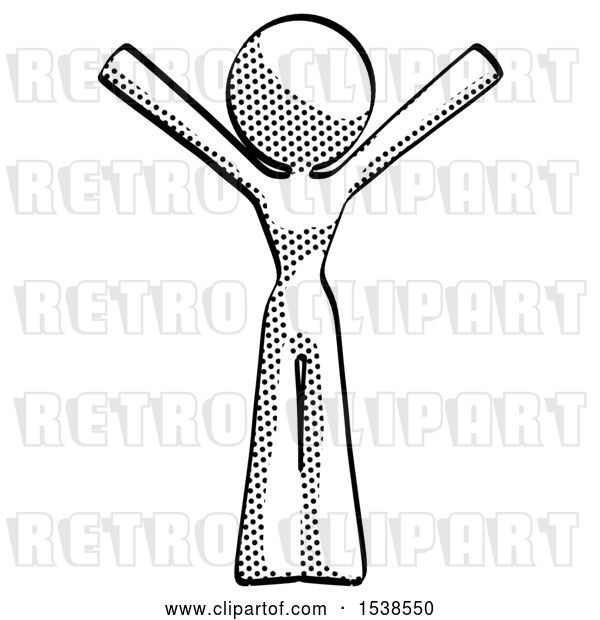 Clip Art of Retro Lady with Arms out Joyfully