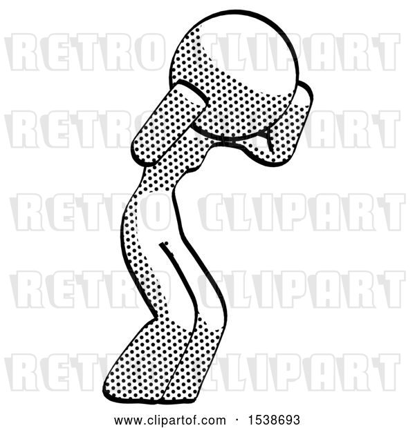 Clip Art of Retro Lady with Headache or Covering Ears Facing Turned to Her Right