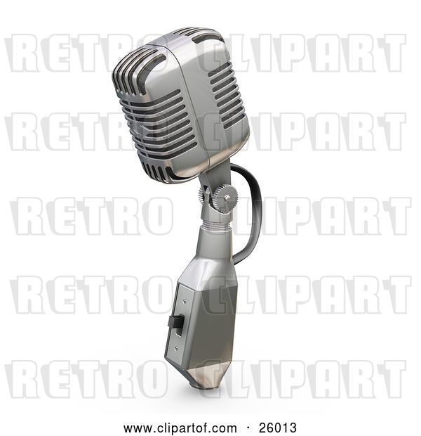 Clip Art of Retro Microphone with a Switch, on a White Background