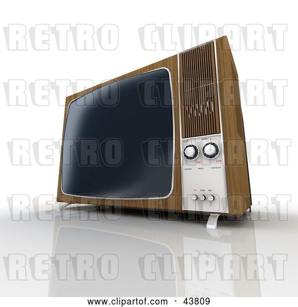 Clip Art of Retro Old Wood Box TV