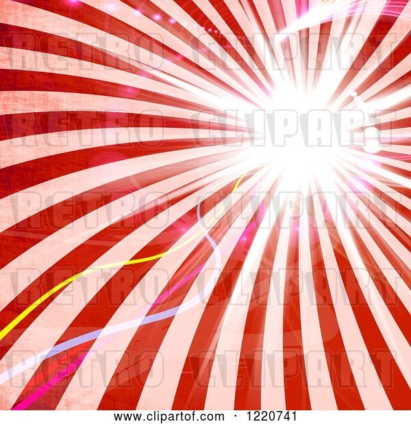 Clip Art of Retro Red Rays with Light Flares
