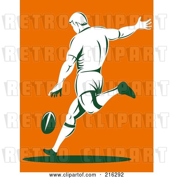 Clip Art of Retro Rugby Football Player - 18