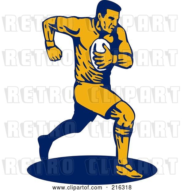 Clip Art of Retro Rugby Football Player - 31