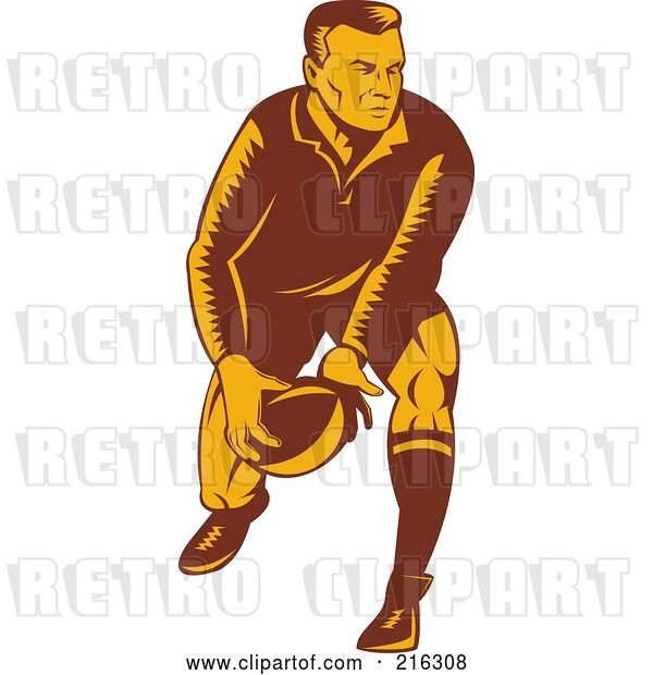 Clip Art of Retro Rugby Football Player - 43