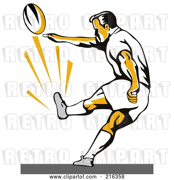 Clip Art of Retro Rugby Football Player - 46