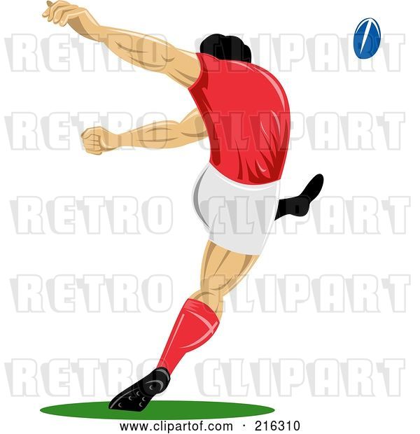 Clip Art of Retro Rugby Football Player - 57