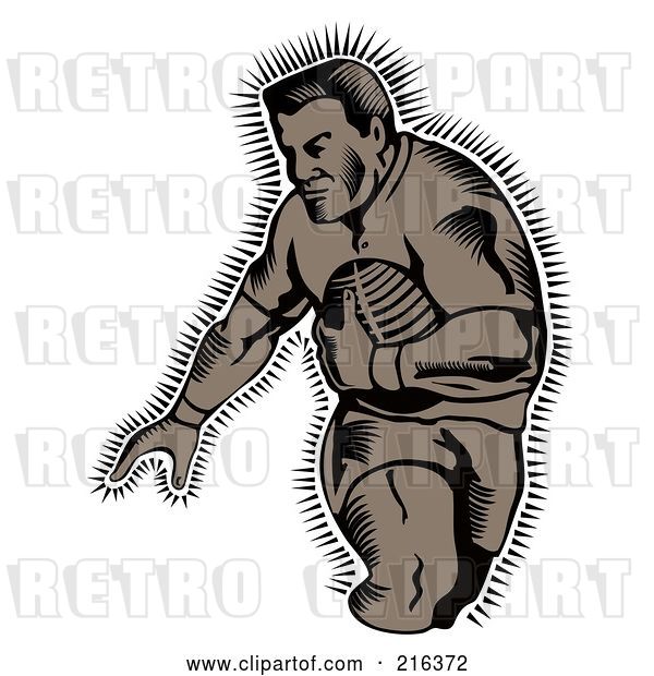 Clip Art of Retro Rugby Football Player - 71