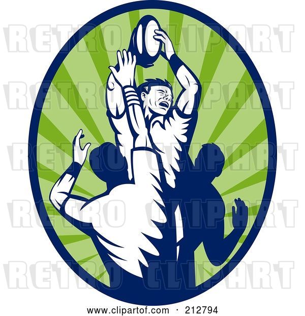 Clip Art of Retro Rugby Lineout Logo