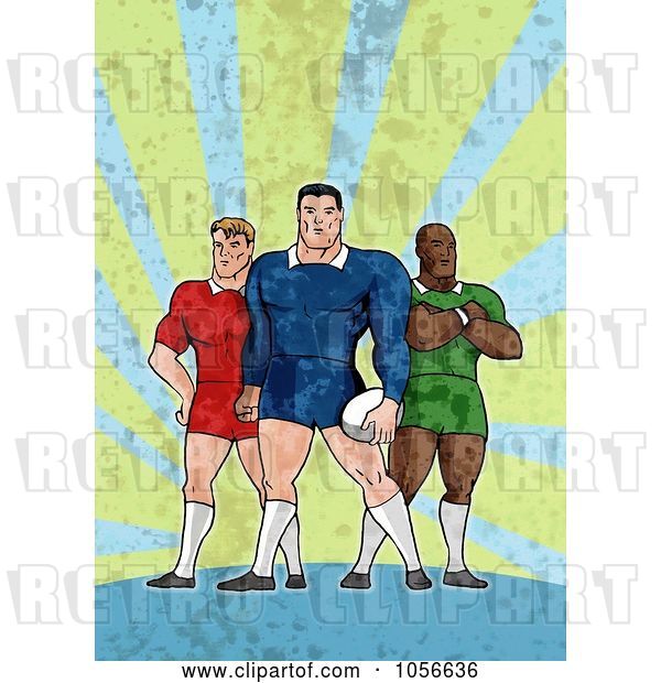 Clip Art of Retro Rugby Players