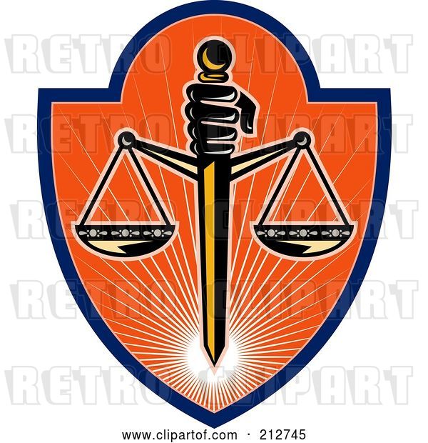 Clip Art of Retro Scales of Justice Logo