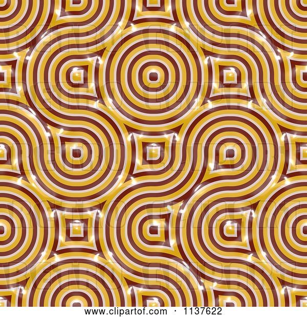 Clip Art of Retro Seamless Orange Truchet Tile Texture Background Pattern Version 4