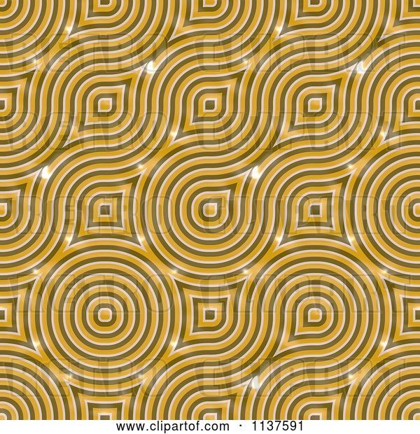Clip Art of Retro Seamless Yellow Truchet Tile Texture Background Pattern