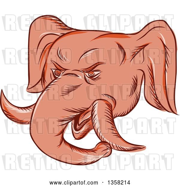 Clip Art of Retro Sketched or Engraved Political Elephant Head
