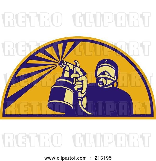 Clip Art of Retro Spray Painter Logo - 1