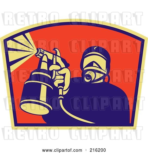 Clip Art of Retro Spray Painter Logo - 2
