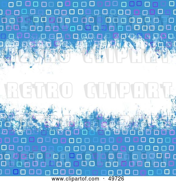 Clip Art of Retro White Grunge Text Box Through an Abstract Square Background