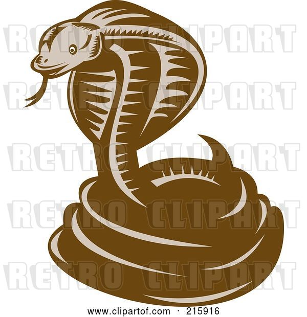 Clip Art of Retro Woodcut Styled Cobra Snake