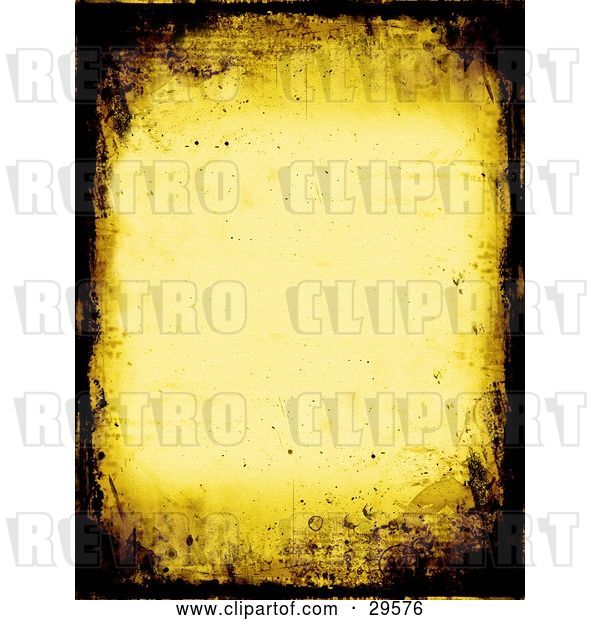 Clip Art of Retro Yellow Stationery Background Bordered with Dark Brown Grunge Textures