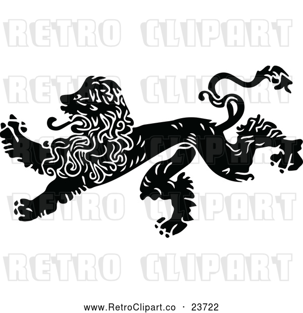 Clipart of a Retro Male Lion Running