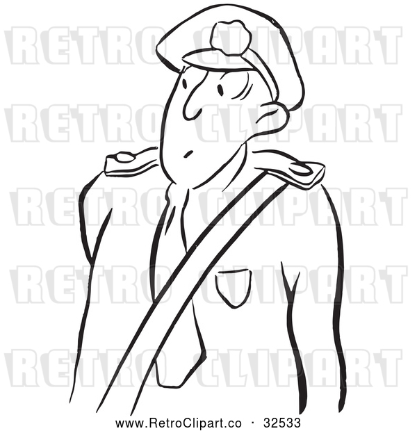 Clipart of a Surprised Retro Police Officer