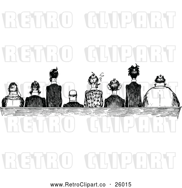 Clipart of Retro Men Seated Side by Side