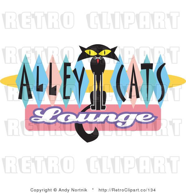 Royalty Free Retro Vector Clip Art of a Alley Cats Lounge Sign