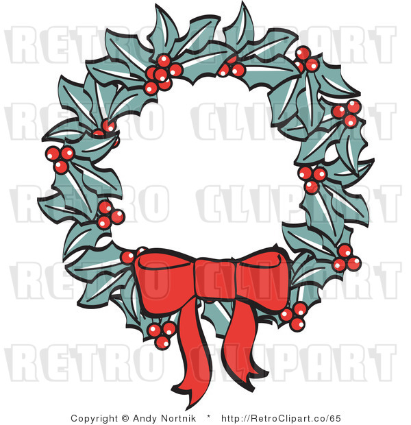 Royalty Free Retro Vector Clip Art of a Christmas Wreath