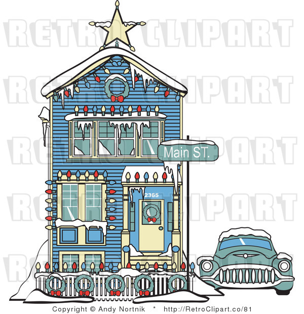 Royalty Free Retro Vector Clip Art of a House and Car