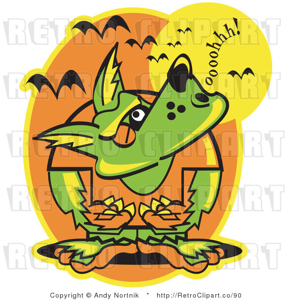 Royalty Free Retro Vector Clip Art of a Howling Werewolf