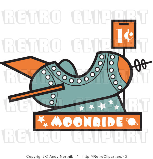 Royalty Free Retro Vector Clip Art of a Moonride Rocket