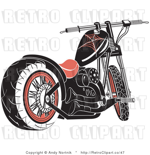 Royalty Free Retro Vector Clip Art of a Motorcycle