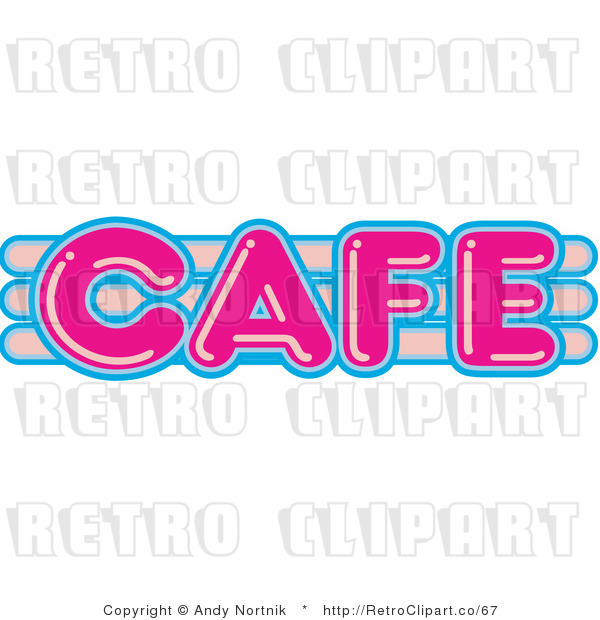 Royalty Free Retro Vector Clip Art of a Neon Cafe Sign
