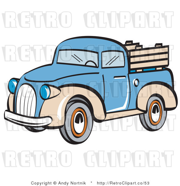 Royalty Free Retro Vector Clip Art of a Pickup Truck