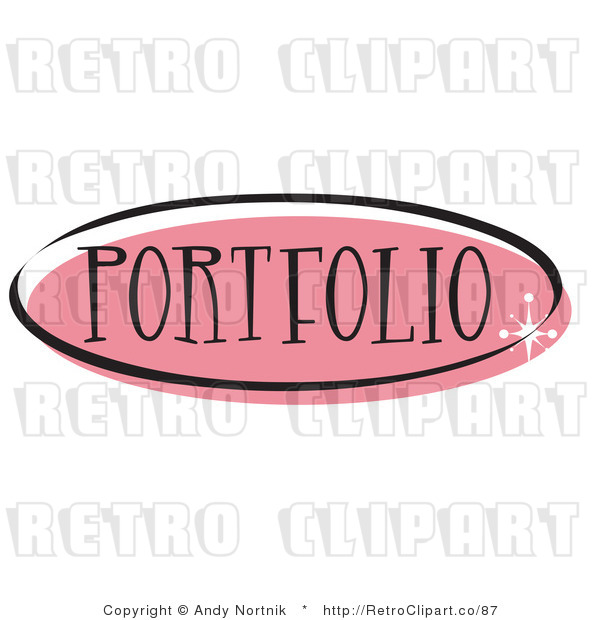 Royalty Free Retro Vector Clip Art of a Pink Portfolio Website Button