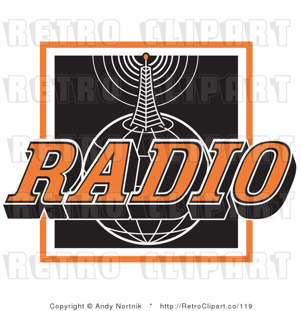 Royalty Free Retro Vector Clip Art of a Radio Communications Tower and Globe