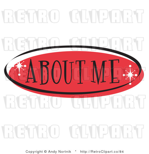 Royalty Free Retro Vector Clip Art of a Red About Me Website Button