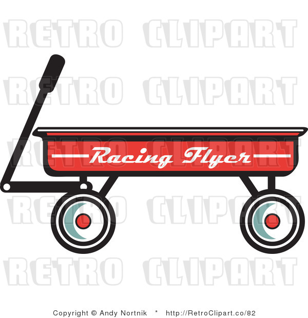 Royalty Free Retro Vector Clip Art of a Red Wagon