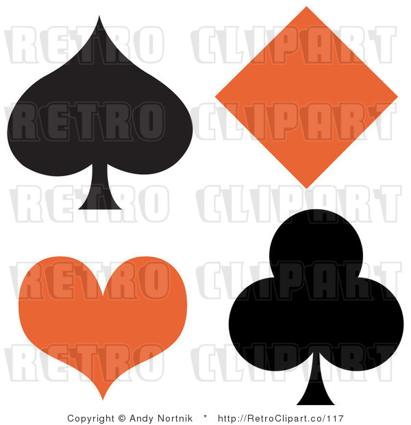Royalty Free Retro Vector Clip Art of a Spade, Diamond, Heart and Club